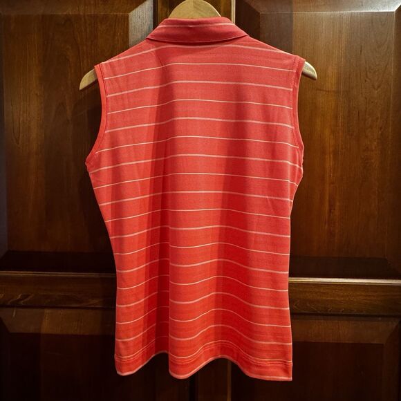 Nike Golf Women’s Active Dri-fit Coral White Striped Polo Tank Top Medium - Picture 4 of 10